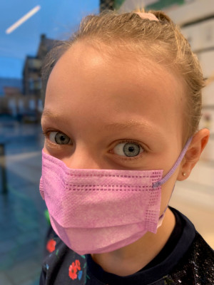 Chirurgisch mondmasker fashion voor kids (roze/paars) - 30 stuks