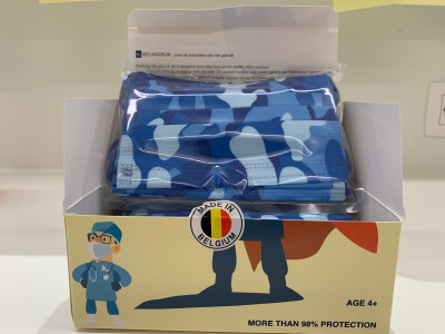 Chirurgisch mondmasker fashion voor kids (camouflage blauw) - 30 stuks