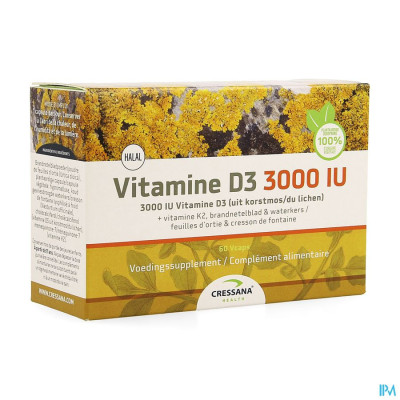 Vitamine D3 3000iu + K2 Plantaardig Caps 60