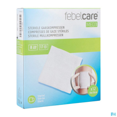 Febelcare Med1 Steriele Gaaskompres 10x10,0cm 12x1