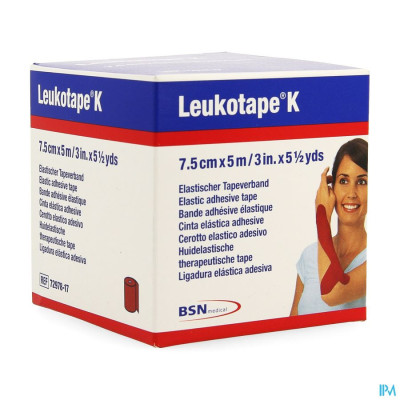 Leukotape K Kleefwindel Elast Rood 7,5cmx5m 1