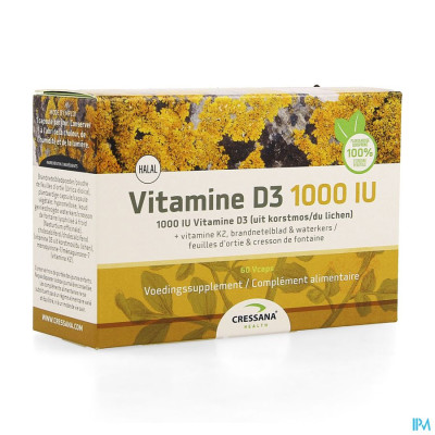 Vitamine D3 1000iu + K2 Plantaardig Caps 60