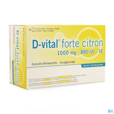 D-vital Forte Citroen 1000mg/880ie Bruis Zakjes 30