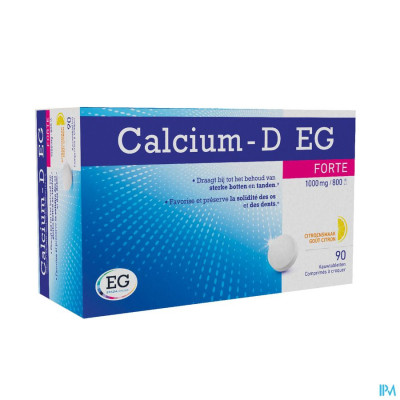 Calcium EG Forte 1000Mg/800Ie Citroen Kauwtabl 90