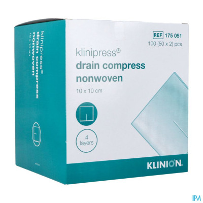 Klinion Nw Draincompres 10x10cm 4lagen 175051 50x2