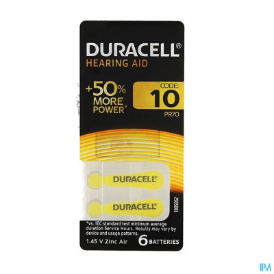 Duracell Easytab Hoorbatterij Da10 6 Geel