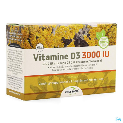 Vitamine D3 3000iu + K2 Plantaardig Caps 60